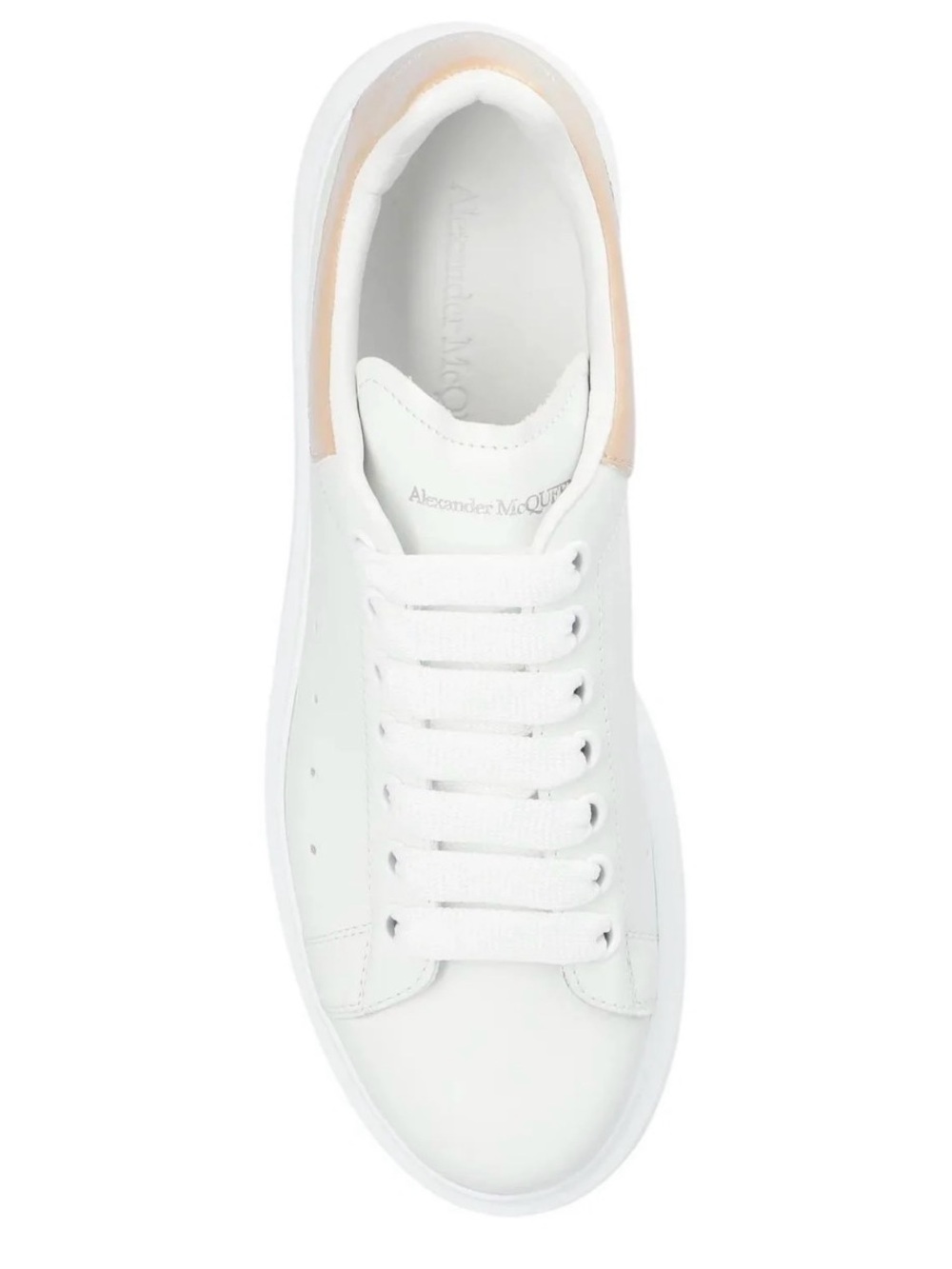 Alexander McQueen White Leather Sneakers with Blush Heel Tab